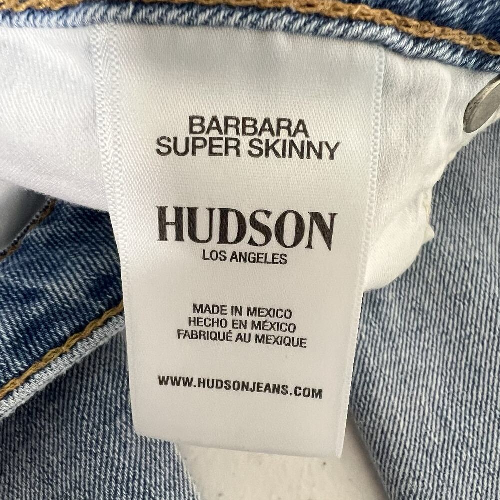 Hudson Barbara High Rise Super Skinny Jeans Blue Women Size 34 Distressed - Picture 7 of 12